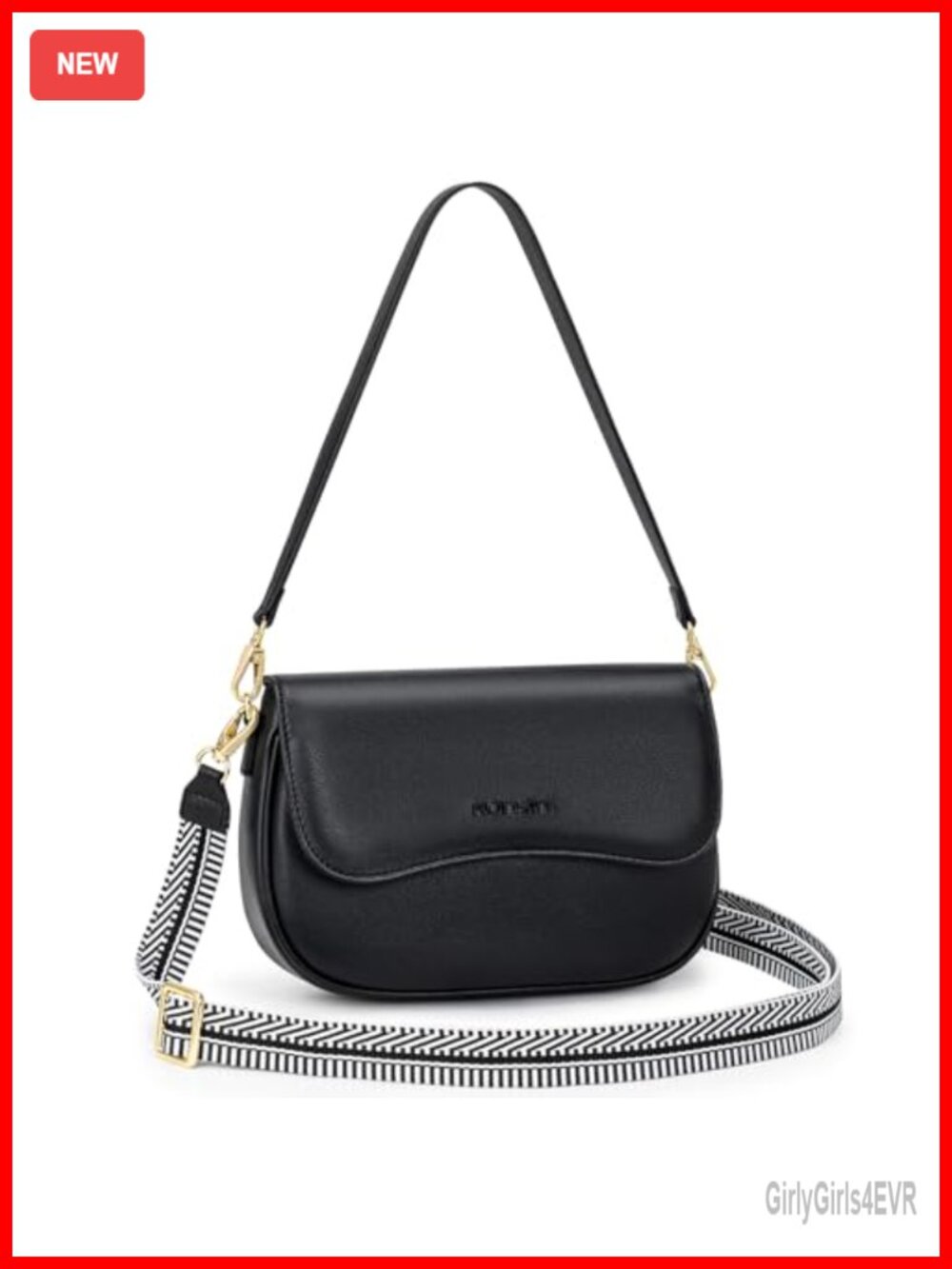 Small Crossbody Bag for Women Vegan Leather Saddle Purse RFID Wallet 2 Straps